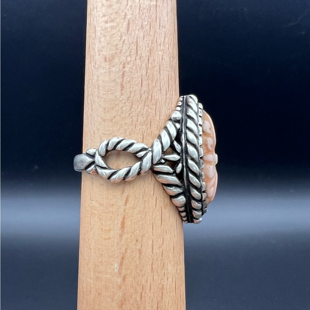 Carolyn Pollack Carved Angel Skin Coral Ring - Picture 2 of 5